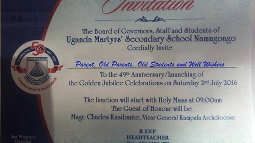UMSS Namugongo Golden Jubilee Celebrations Launch