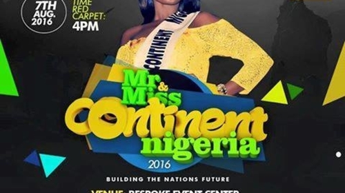 Mr and Miss Continent Nigeria (world) Pageants and Award 2016