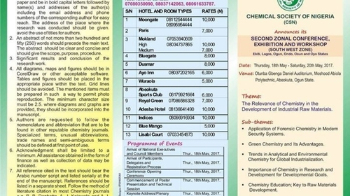 Chemical Society of Nigeria Second Zonal Conference & Exhibition
