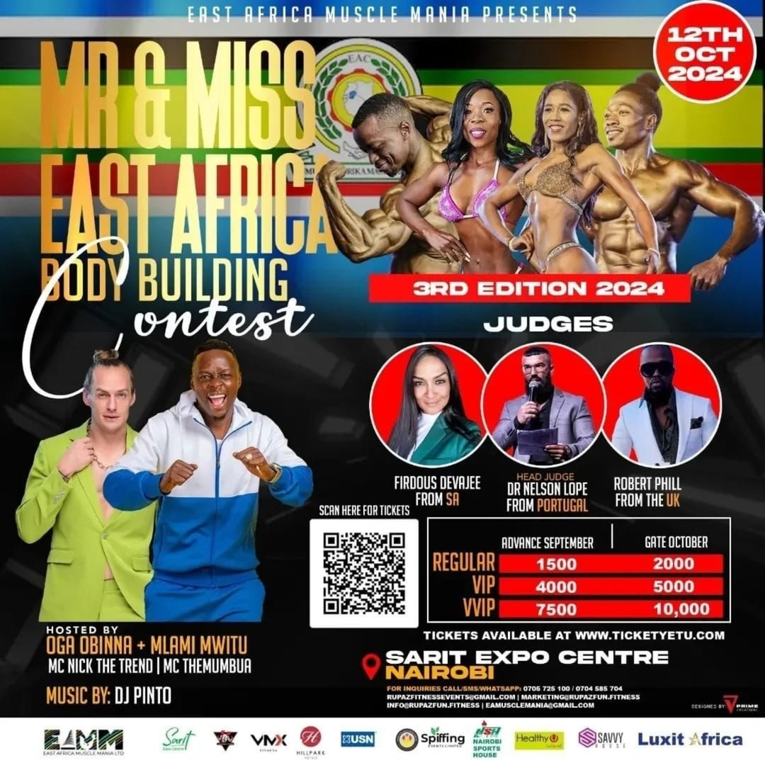 eGotickets — Mr and Miss East Africa Bodybuilding Contest at Pio Gama ...