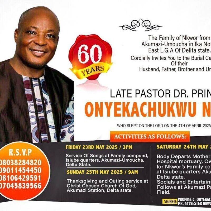 Burial ceremony of Late Pst Prince Onyekachukwu Nkwor