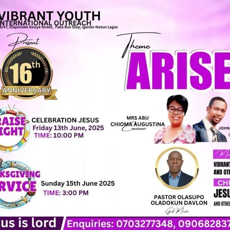 16th Year Anniversary - ARISE (Isaiah 60:1)