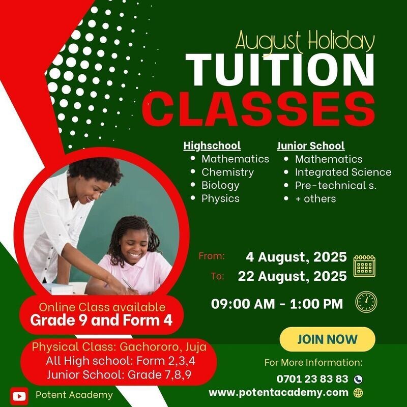 August Holiday Tuition