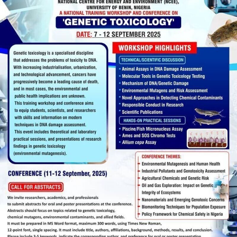 A National Training Workshop and Conference on Environmental & Genetic Toxicology
