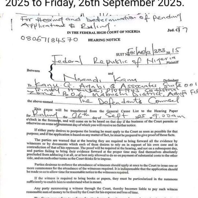 OHAMADIKE NDI NNAMDI KANU Court Case is Coming Up Friday