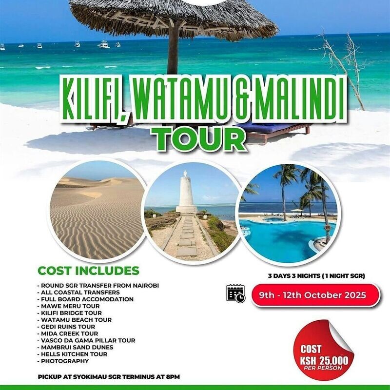 3 Days Watamu, Kilifi and Malindi Beach Safari @25000/=
