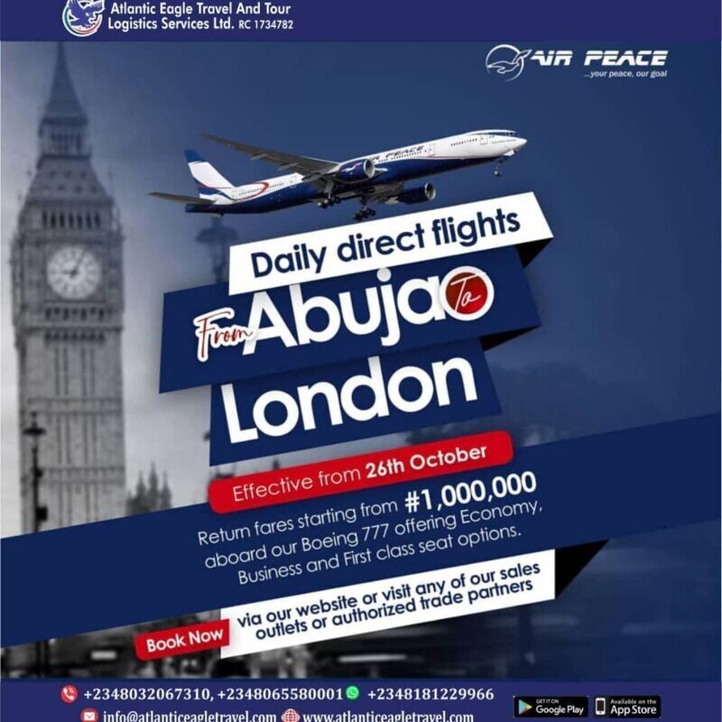 Lunching Airpeace London Heathrow Flight