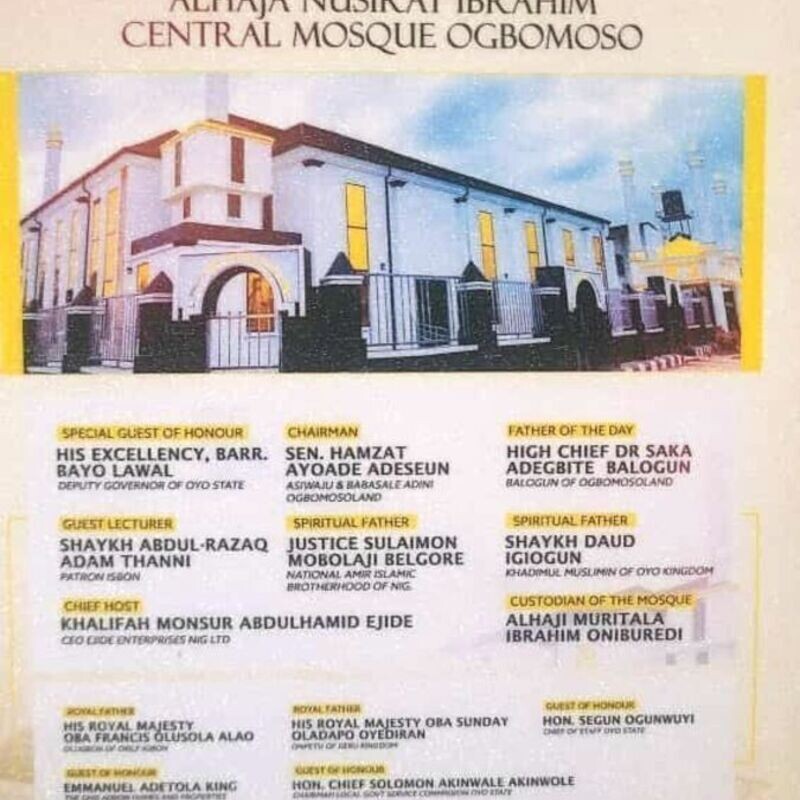 Commissioning of Ultramodern Central Mosque