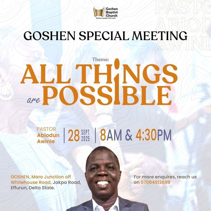 GOSHEN SPECIAL MEETING