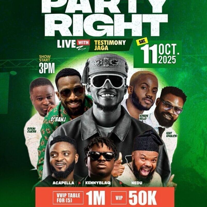 Party Right Live with Testimony Jaga