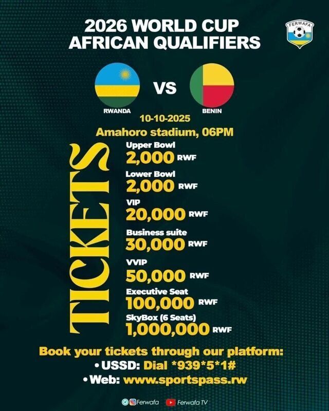 eGotickets — 2026 World Cup African Qualifiers: Rwanda vs Benin at ...