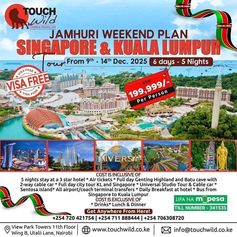 6 Days Singapore and Kuala Lumpur Tour from 9th to 14th Dec