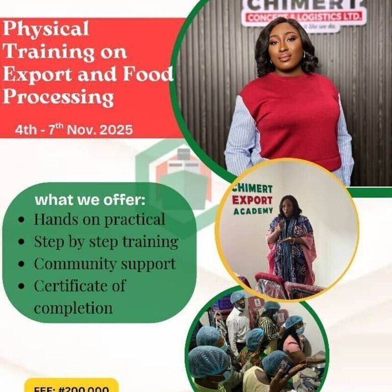 PHYSICAL TRAINING ON EXPORT AND FOOD PROCESSING