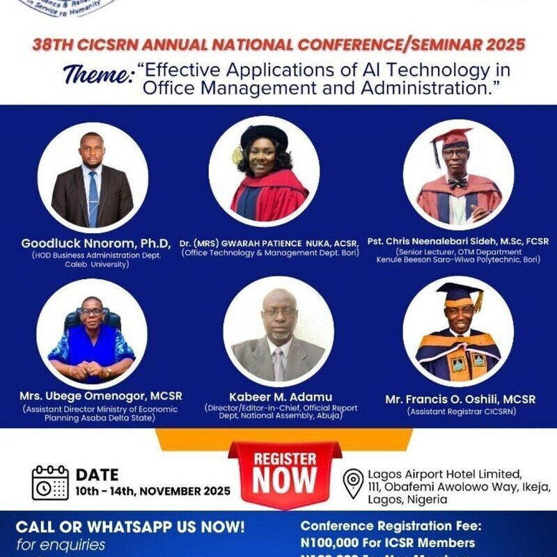 Invitation to 38th Annual National Conference/Seminar November 10 – 14, 2025