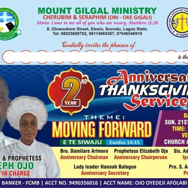 2nd Year Anniversary Service