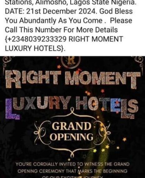 Grand Opening of Right Moment Luxury Hotel and Suite