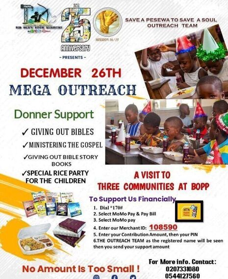 SBM-25TH ANNIVERSARY MEGA OUTREACH TO PREACH THE GOSPEL IN 3 COMMUNITIES