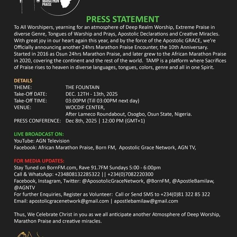 African 24hrs Marathon Praise @10