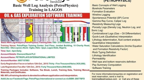 OCTOBER Basic Well Log Analysis (PetroPhysics) Training in Lagos